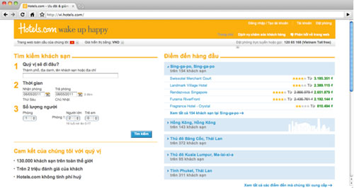 Hotels.com Việt hóa trang web dành cho du khách Việt Nam
