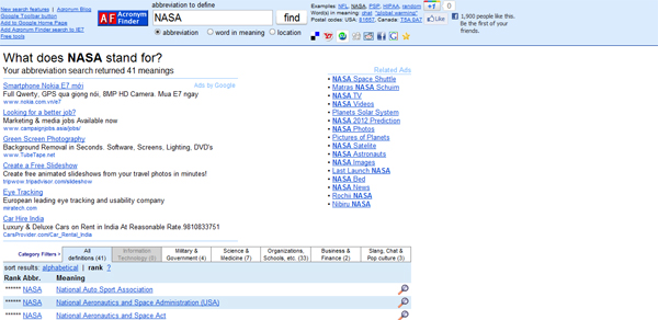 Từ điển chữ viết tắt với AcronymFinder.Com